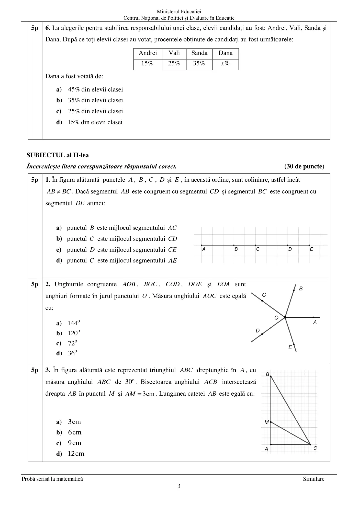 Pagina 3 din subiectul simulare națională, matematică, 30 martie 2021