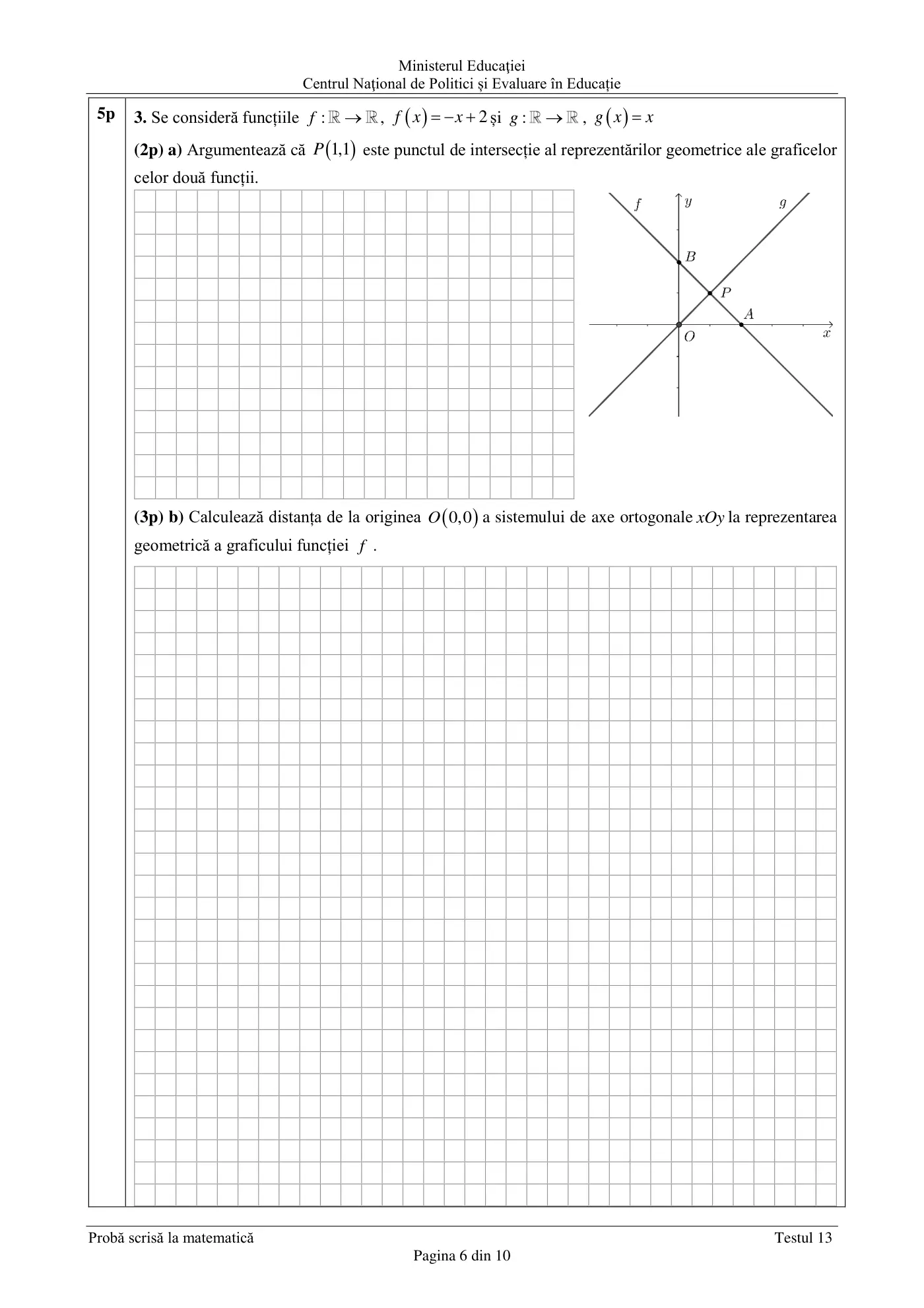 Pagina 6 din subiectul test de antrenament 13, matematică, martie 2021