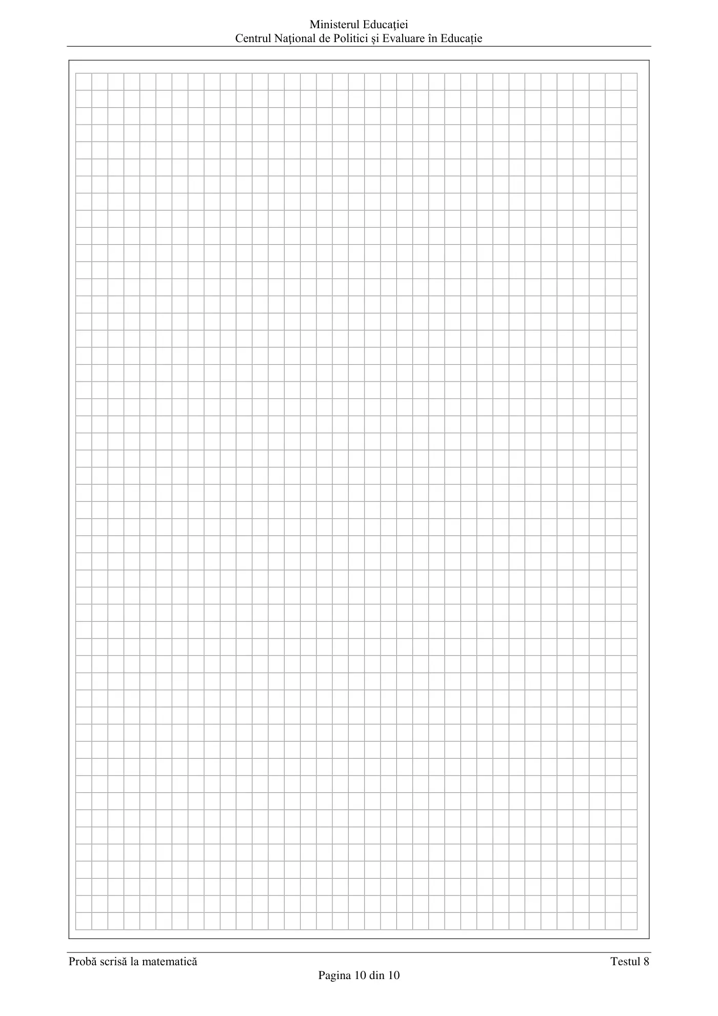 Pagina 10 din subiectul test de antrenament 8, matematică, martie 2021