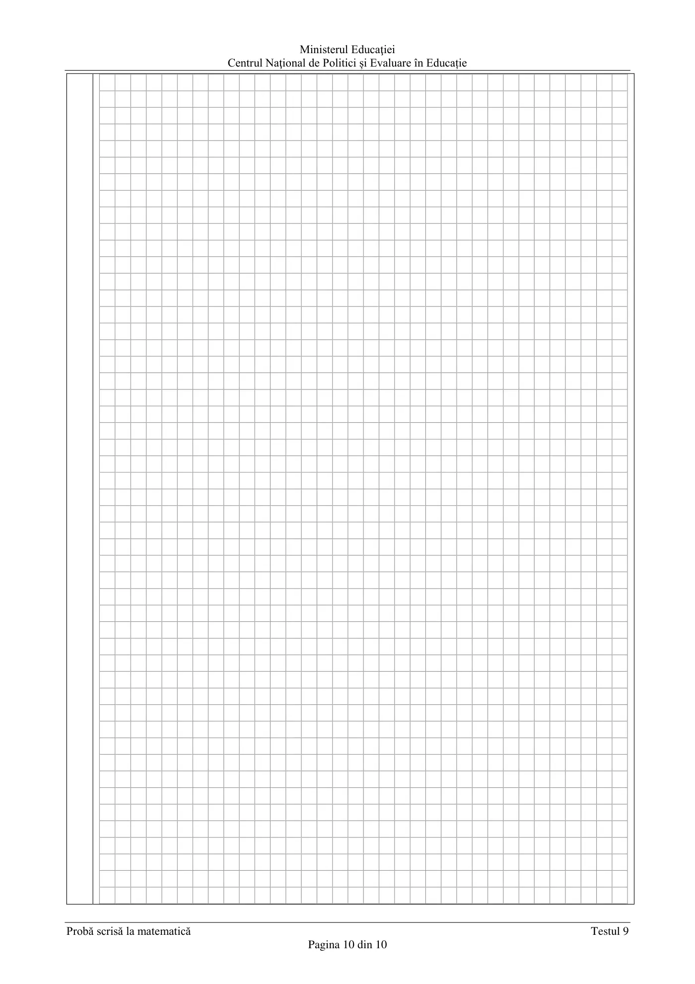 Pagina 10 din subiectul test de antrenament 9, matematică, martie 2021