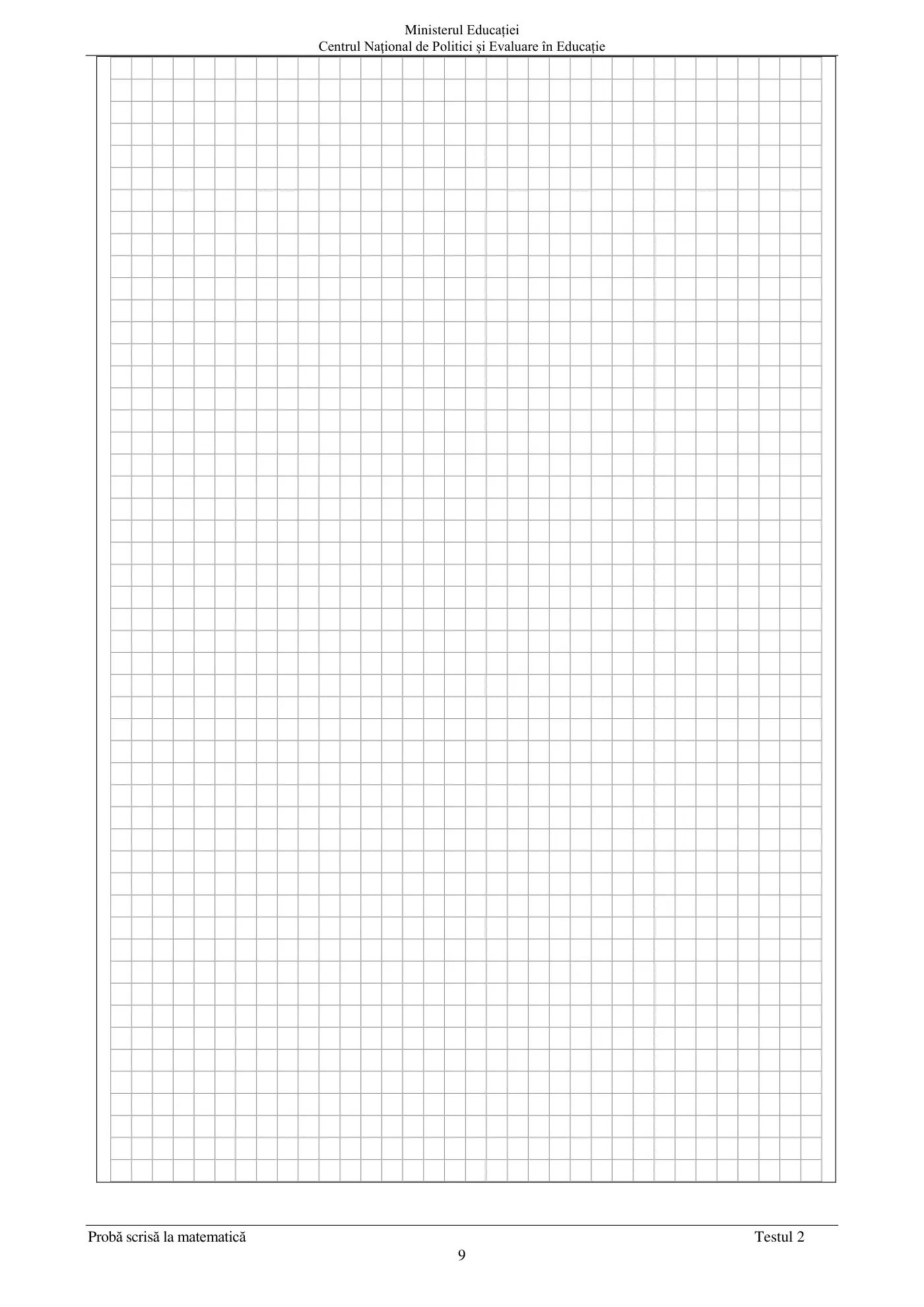 Pagina 9 din subiectul test de antrenament 2, matematică, mai 2022