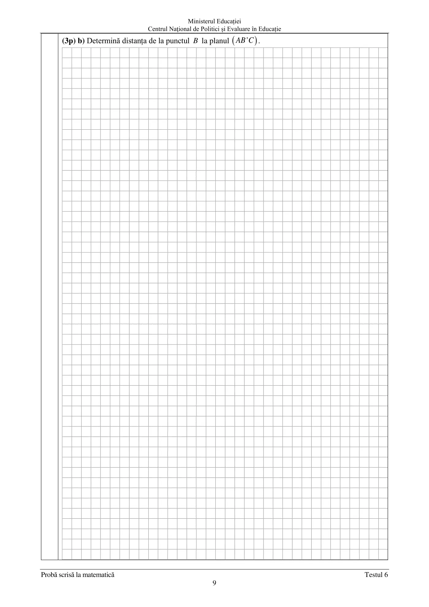 Pagina 9 din subiectul test de antrenament 6, matematică, mai 2022