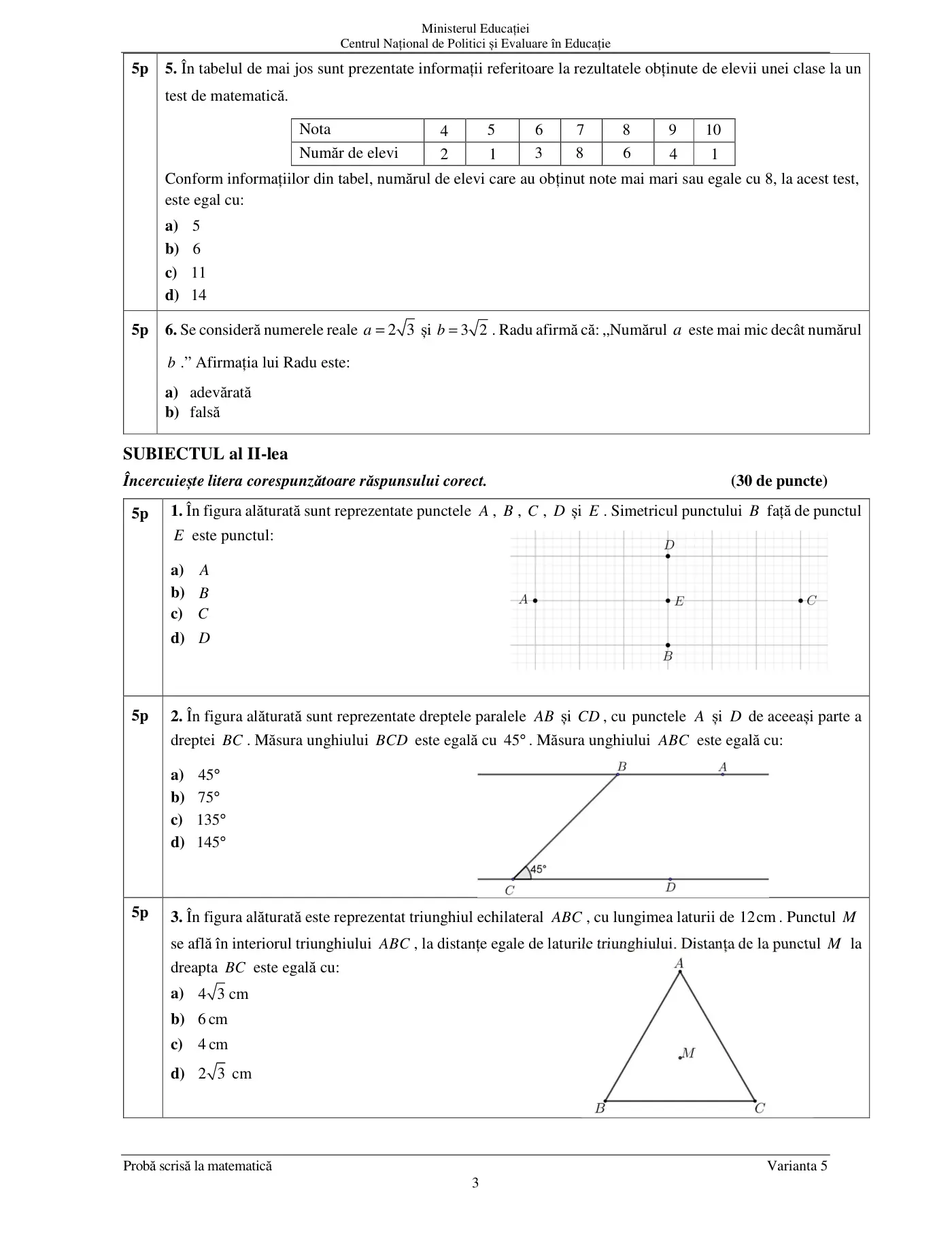 Pagina 3 din subiectul subiect de rezervă, matematică, 21 iunie 2023