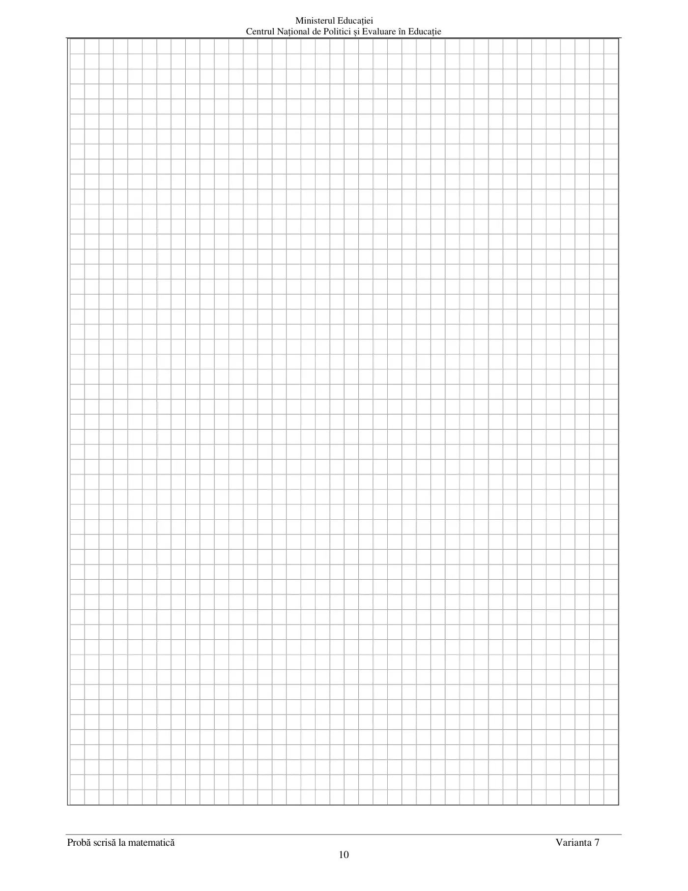 Pagina 10 din subiectul examen oficial (sesiunea iunie), matematică, 27 iunie 2024