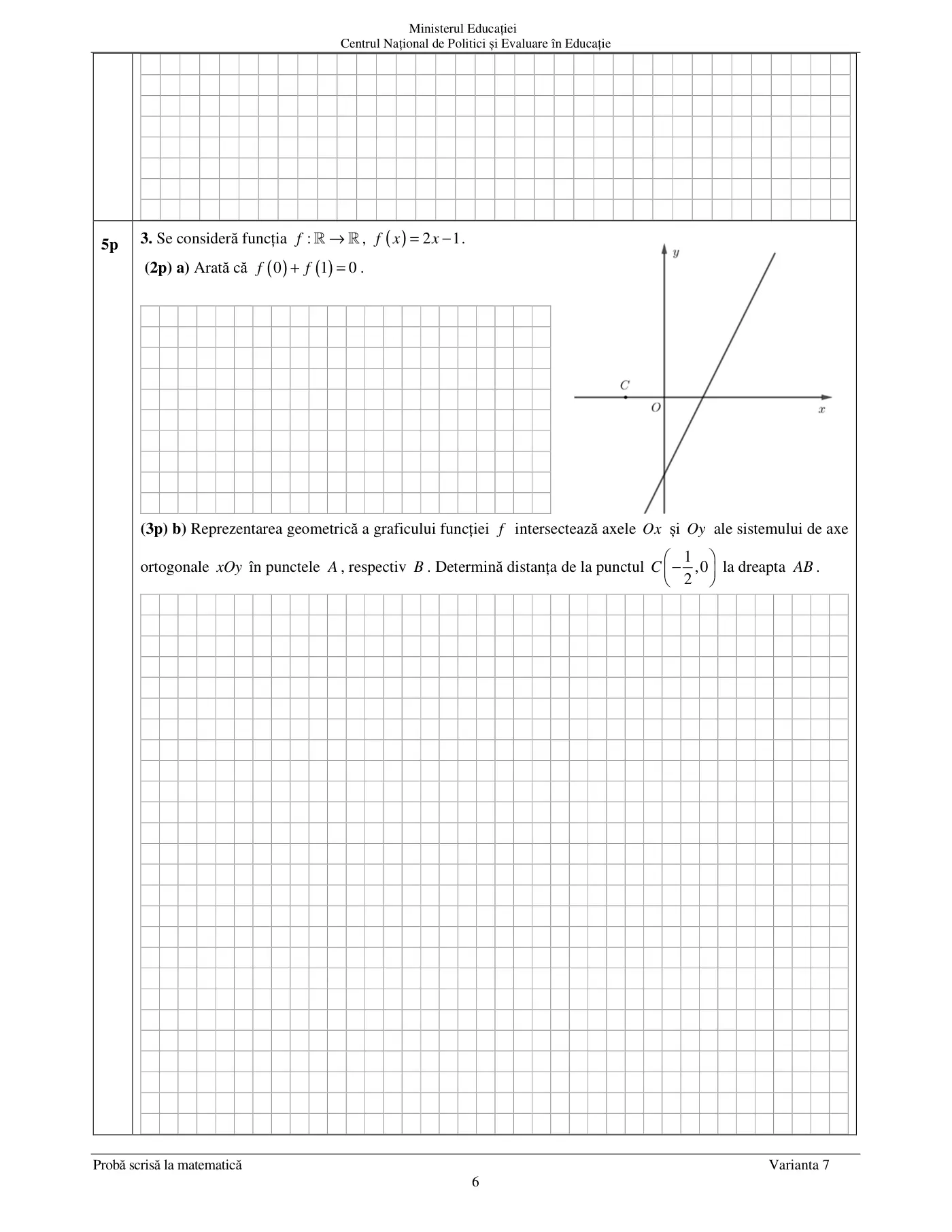 Pagina 6 din subiectul examen oficial (sesiunea iunie), matematică, 27 iunie 2024