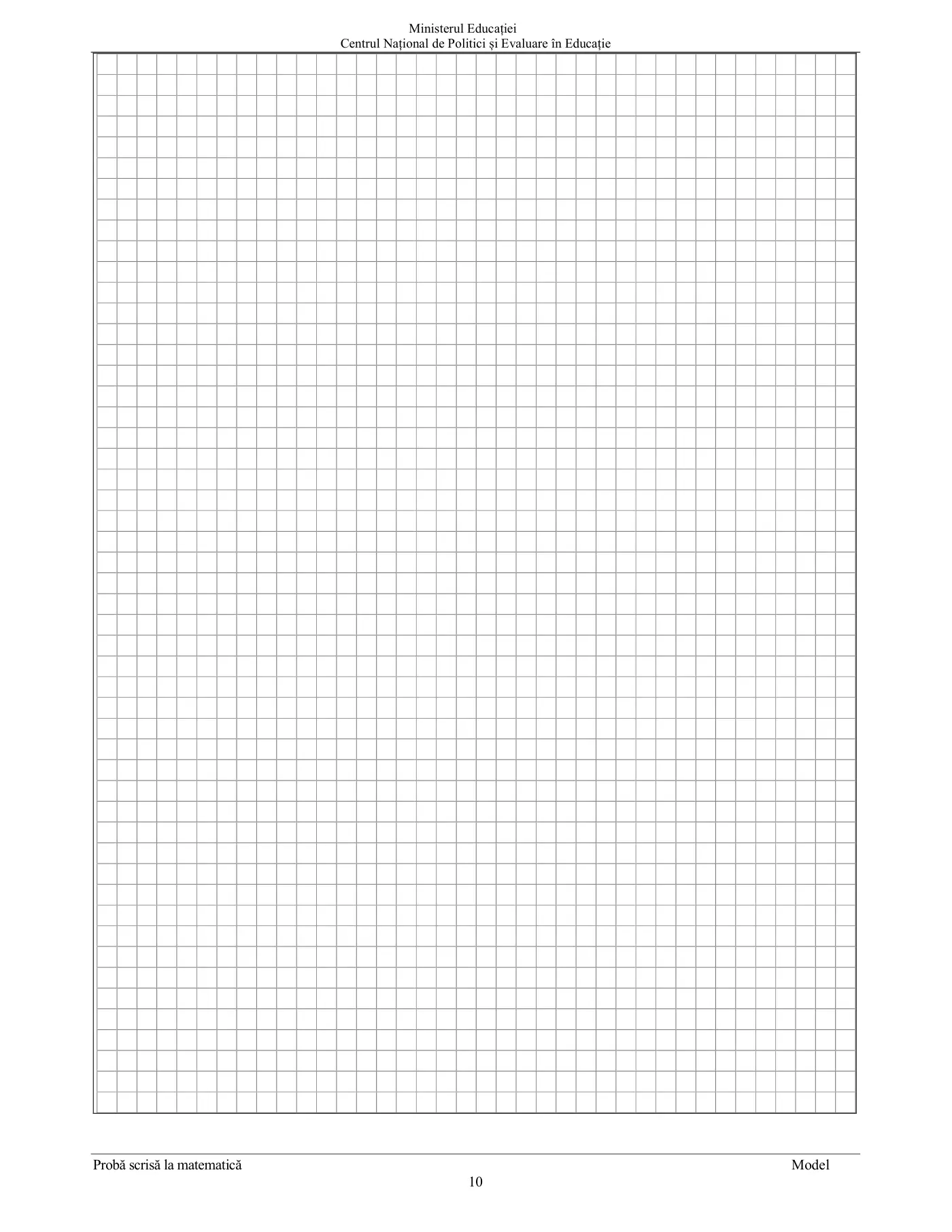 Pagina 10 din subiectul model oficial, matematică, noiembrie 2024
