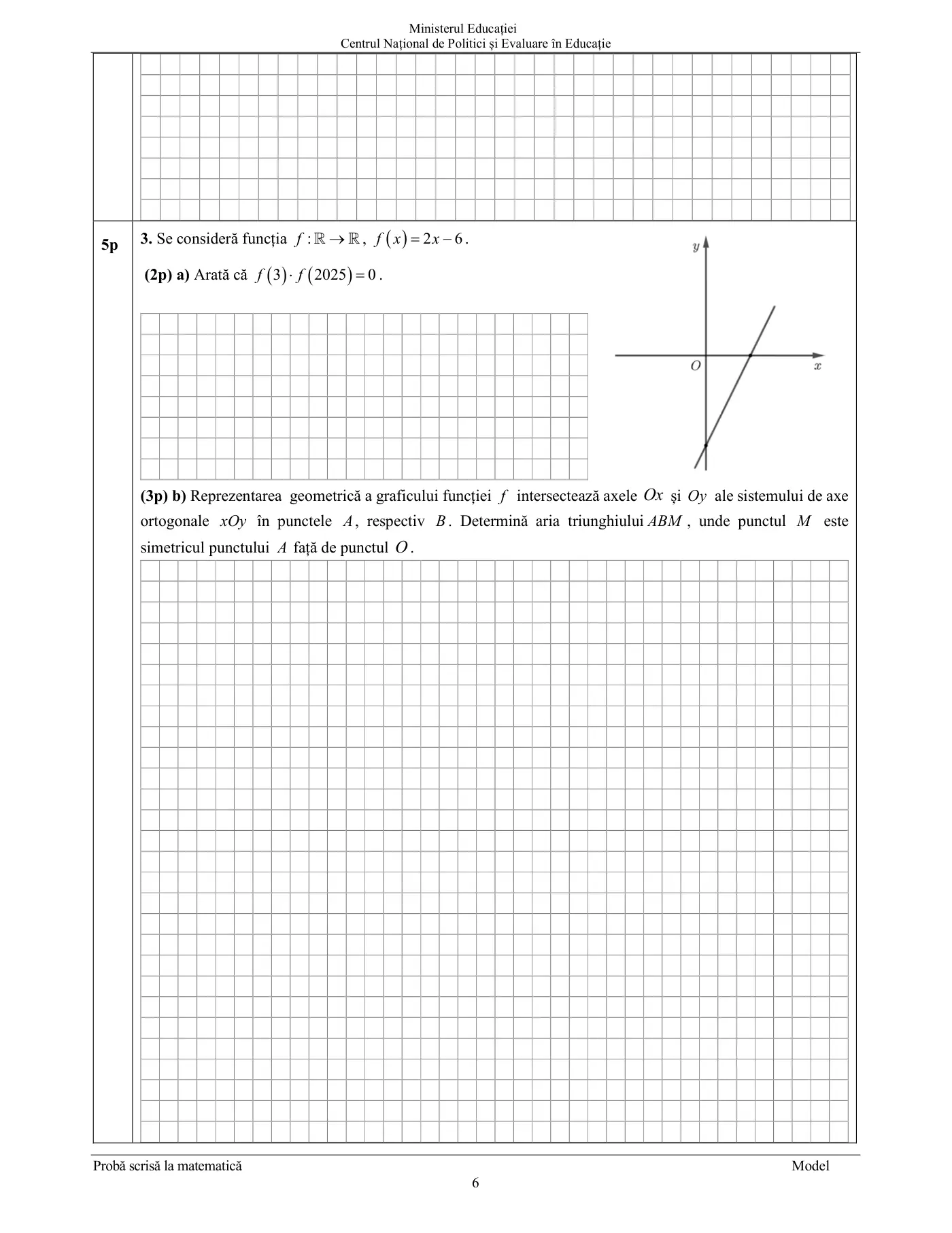 Pagina 6 din subiectul model oficial, matematică, noiembrie 2024