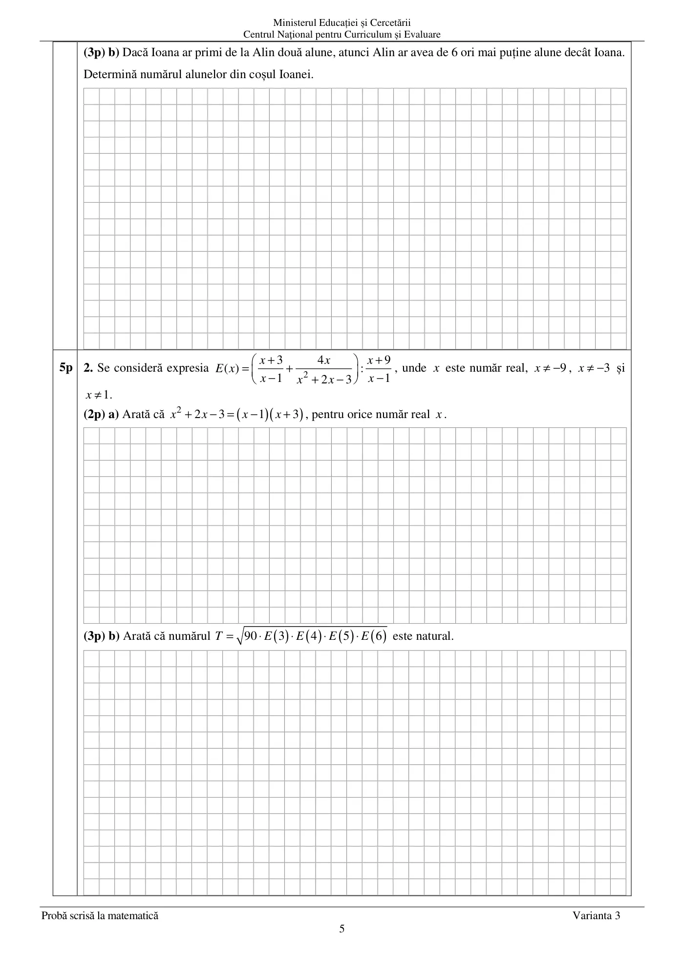 Pagina 5 din subiectul sesiunea specială, matematică, 3 iulie 2025