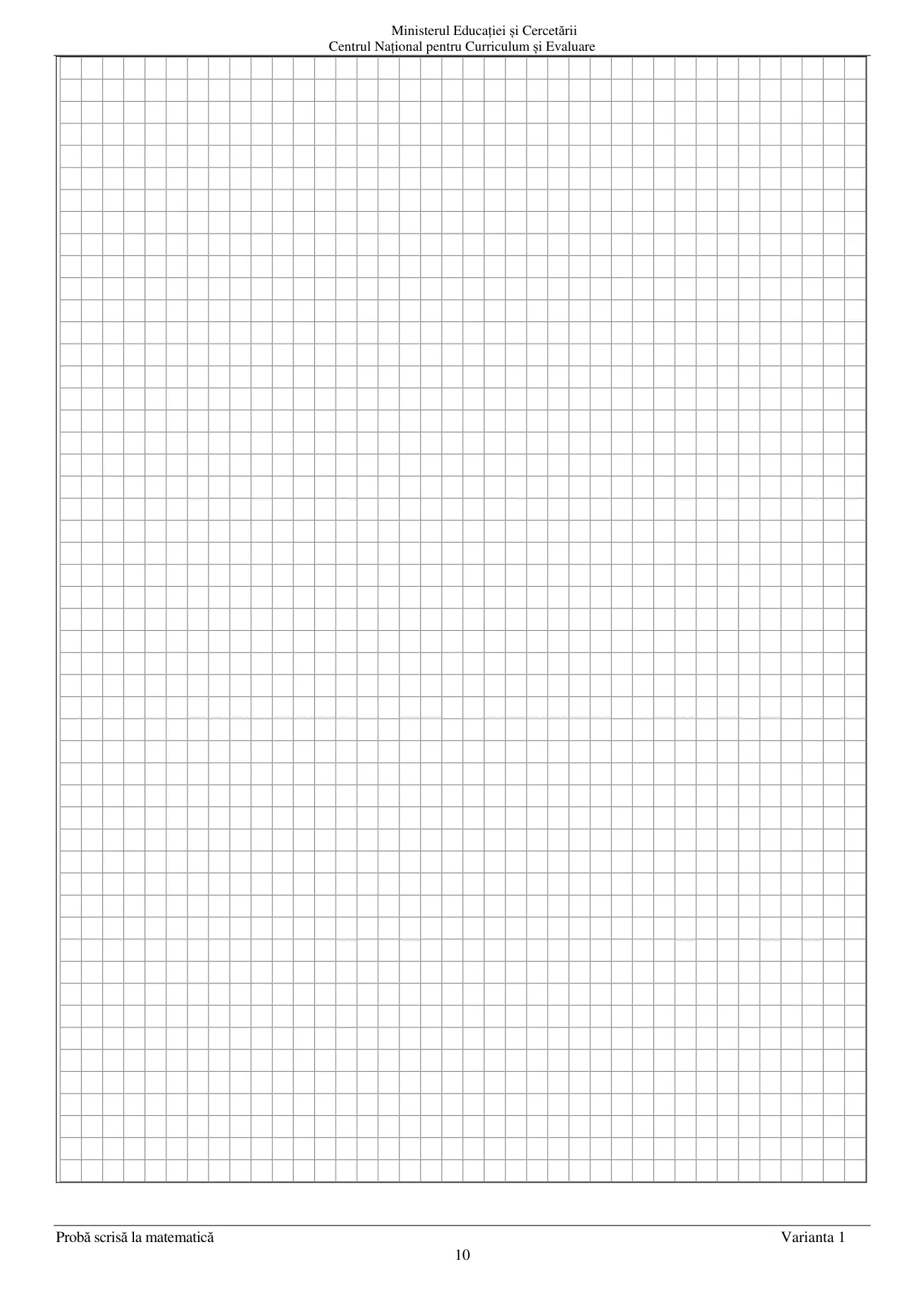 Pagina 10 din subiectul examen oficial (sesiunea iunie), matematică, 24 iunie 2026