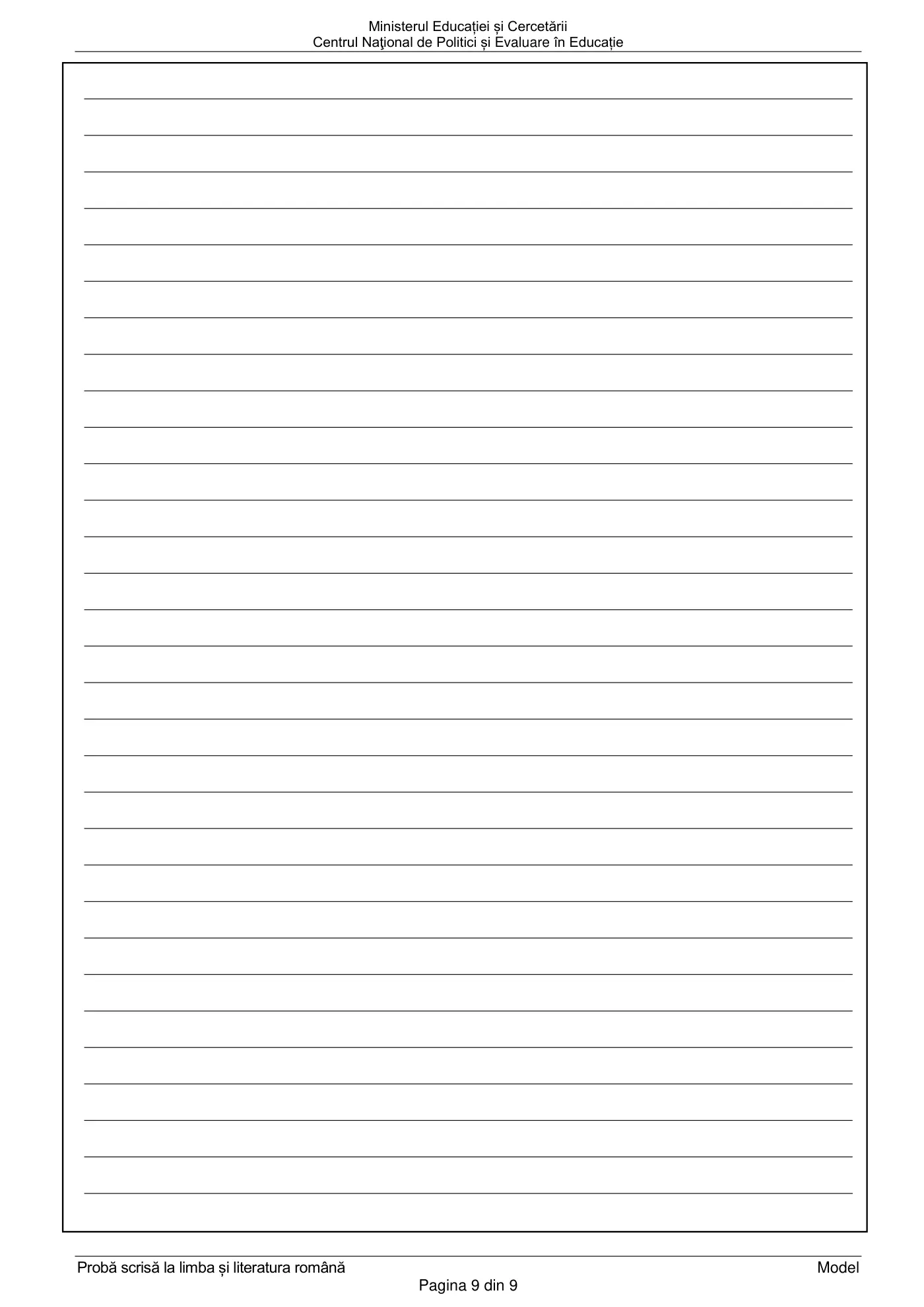 Pagina 9 din subiectul model oficial, limba și literatura română, noiembrie 2020