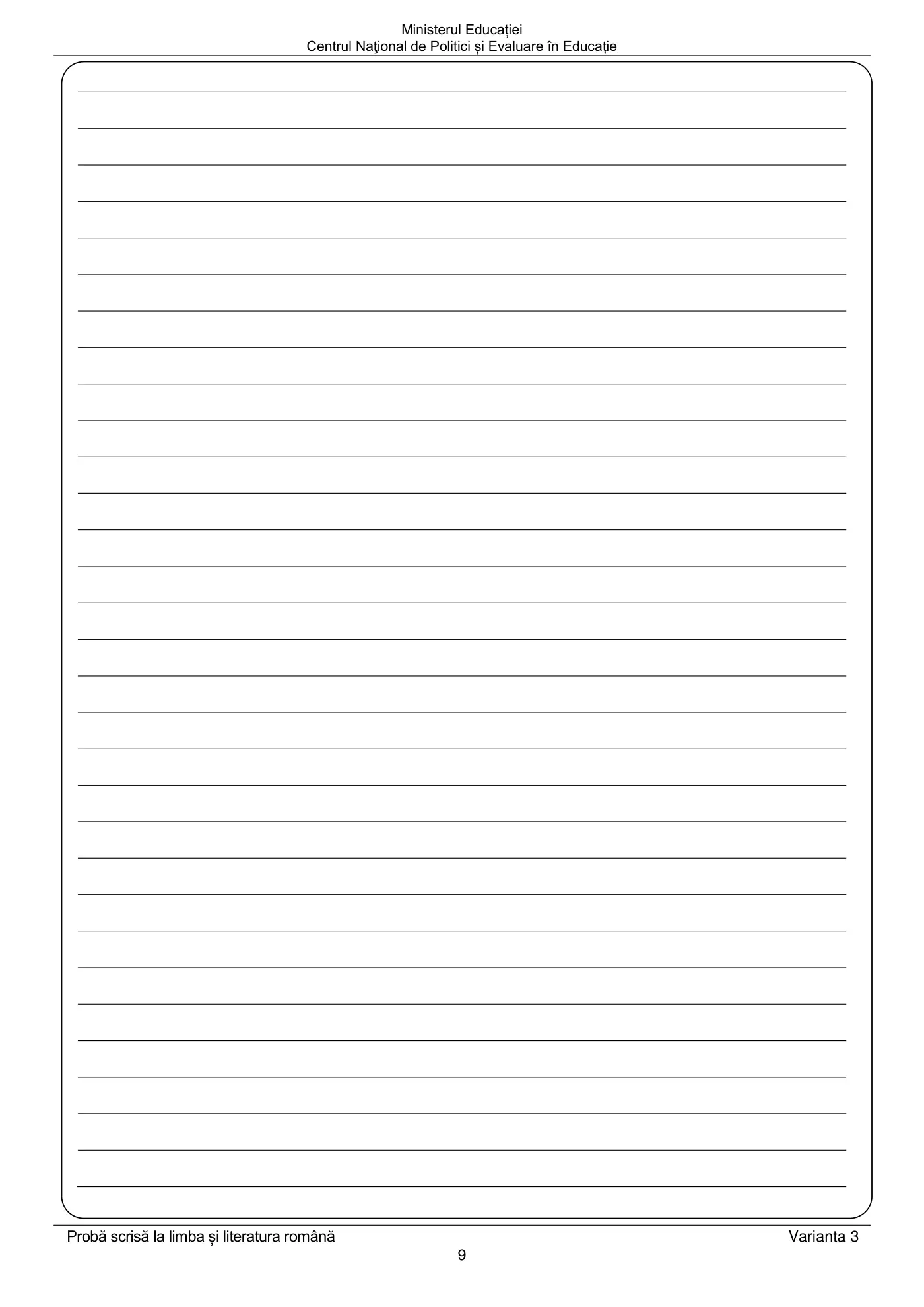 Pagina 9 din subiectul subiect de rezervă, limba și literatura română, 22 iunie 2021