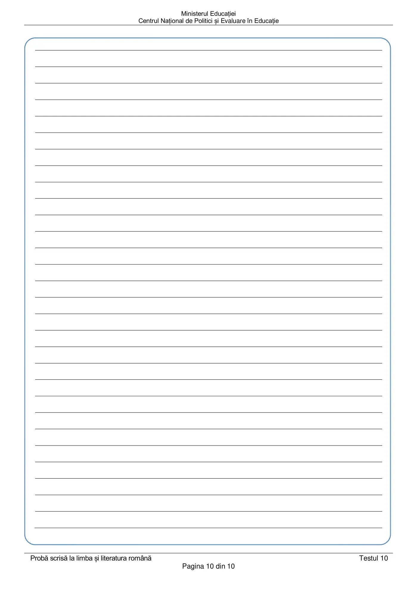 Pagina 10 din subiectul test de antrenament 10, limba și literatura română, martie 2021
