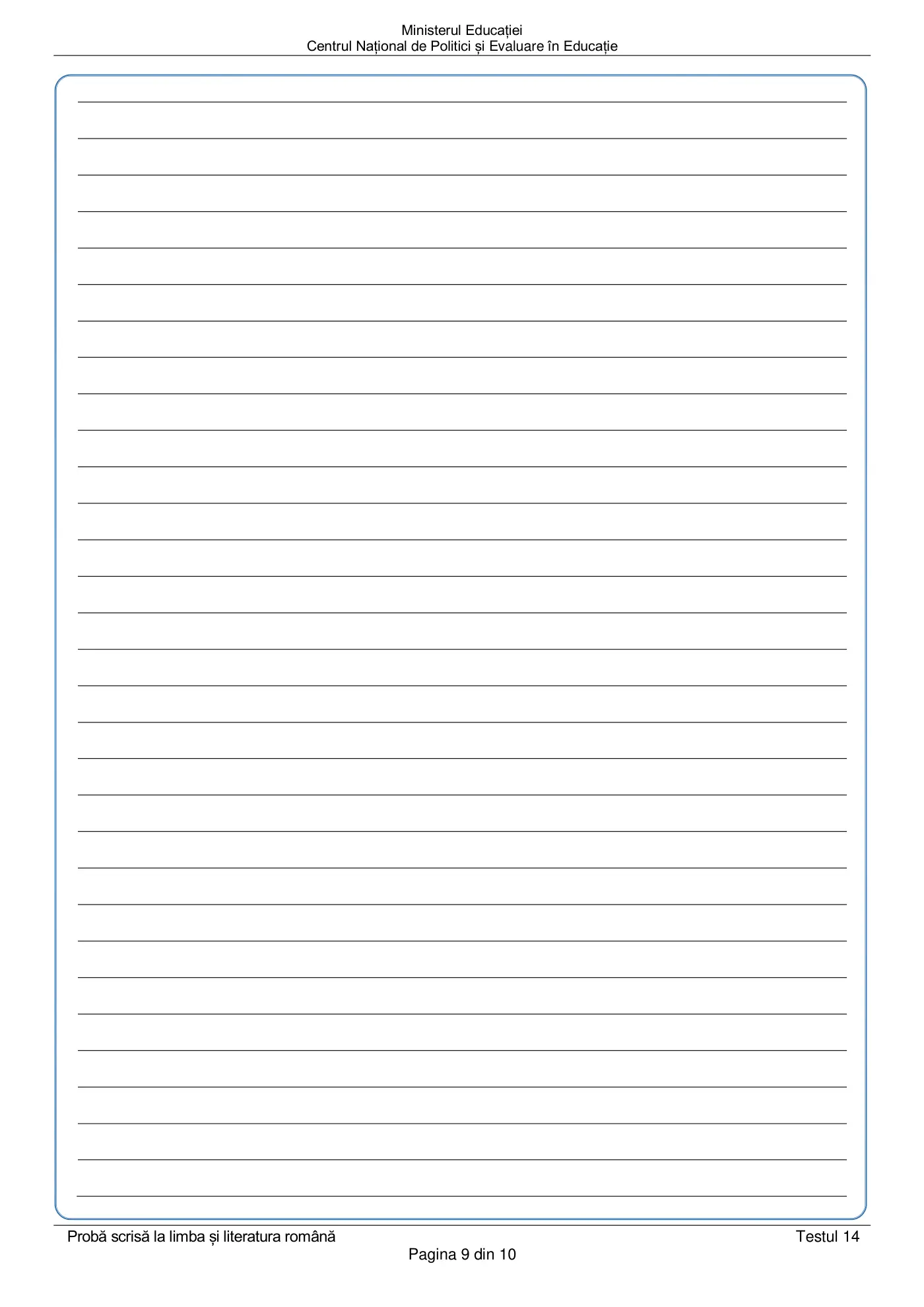 Pagina 9 din subiectul test de antrenament 14, limba și literatura română, martie 2021