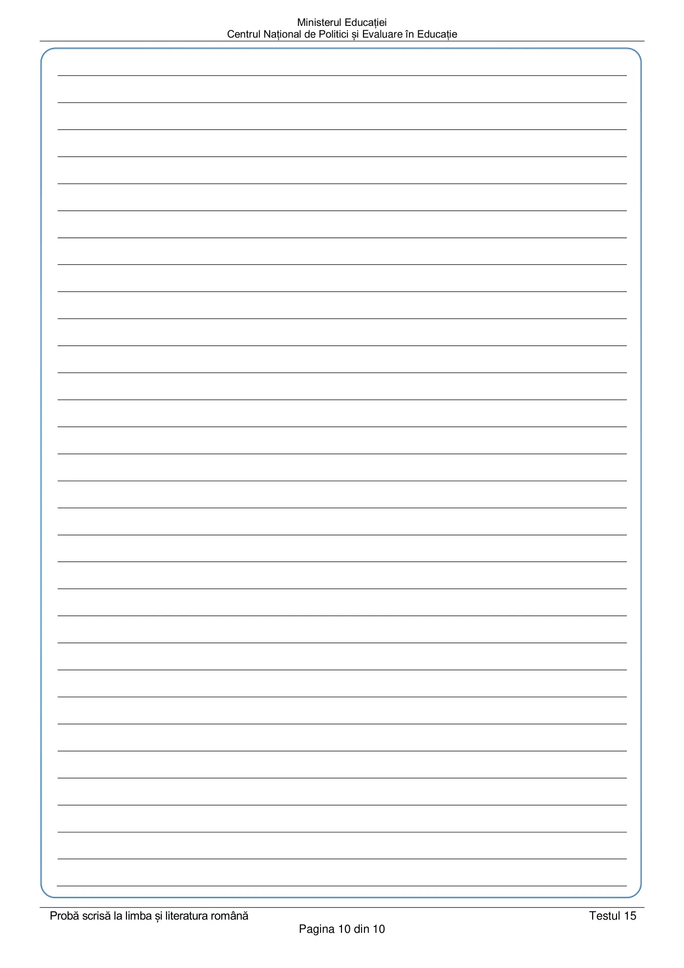 Pagina 10 din subiectul test de antrenament 15, limba și literatura română, martie 2021