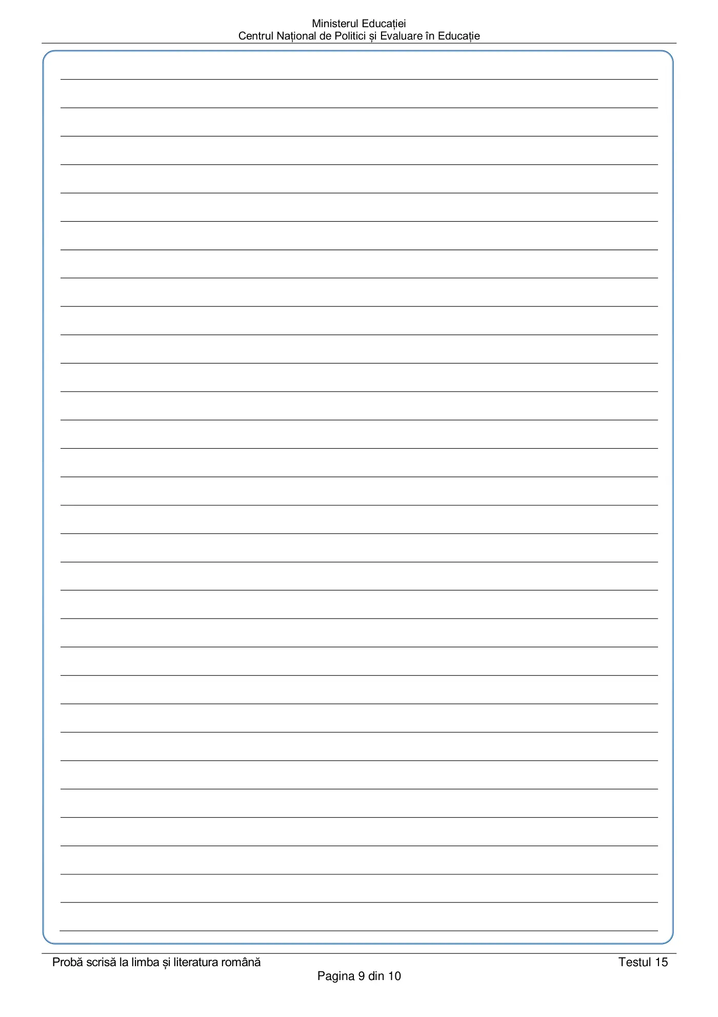 Pagina 9 din subiectul test de antrenament 15, limba și literatura română, martie 2021