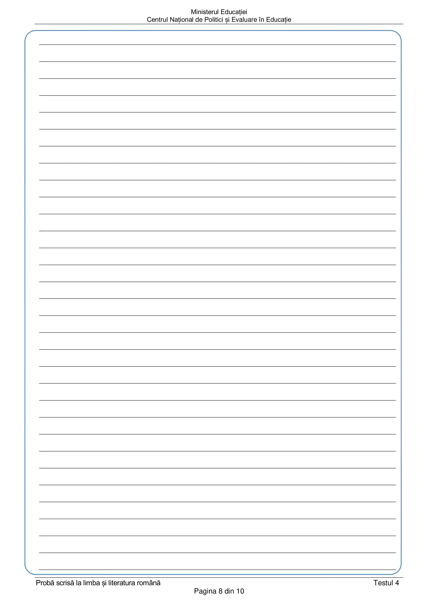 Pagina 8 din subiectul test de antrenament 4, limba și literatura română, februarie 2021