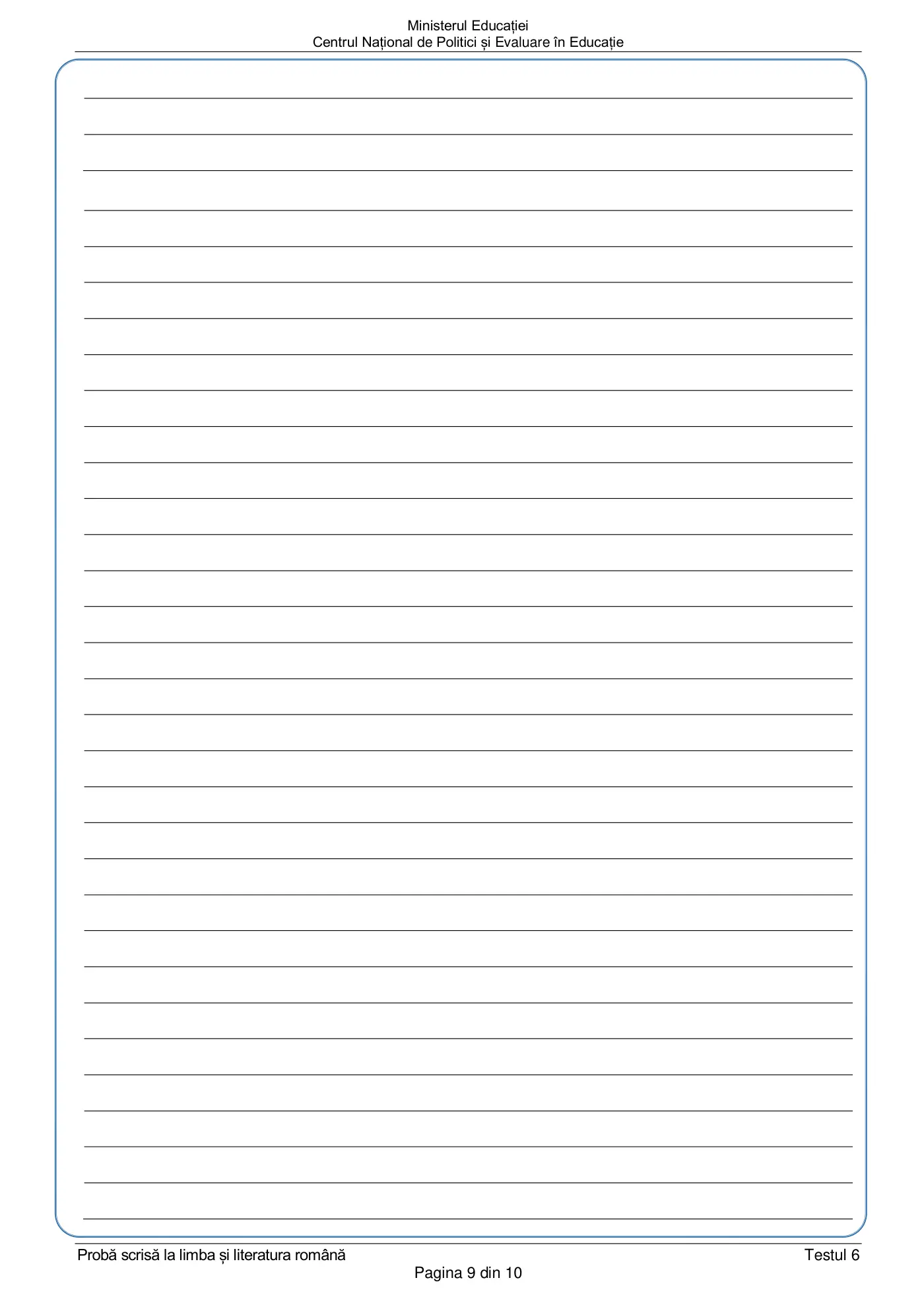 Pagina 9 din subiectul test de antrenament 6, limba și literatura română, martie 2021