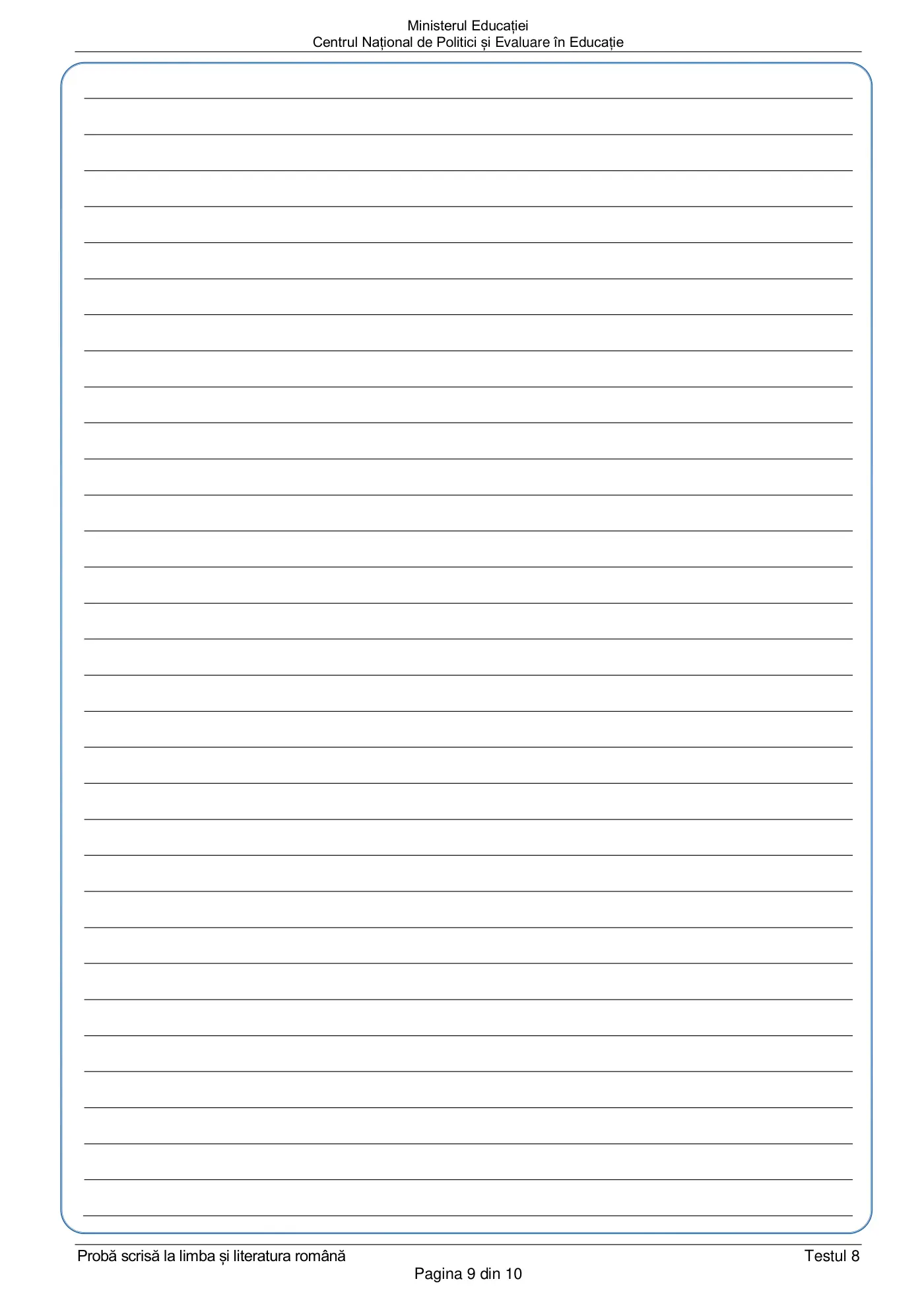 Pagina 9 din subiectul test de antrenament 8, limba și literatura română, martie 2021