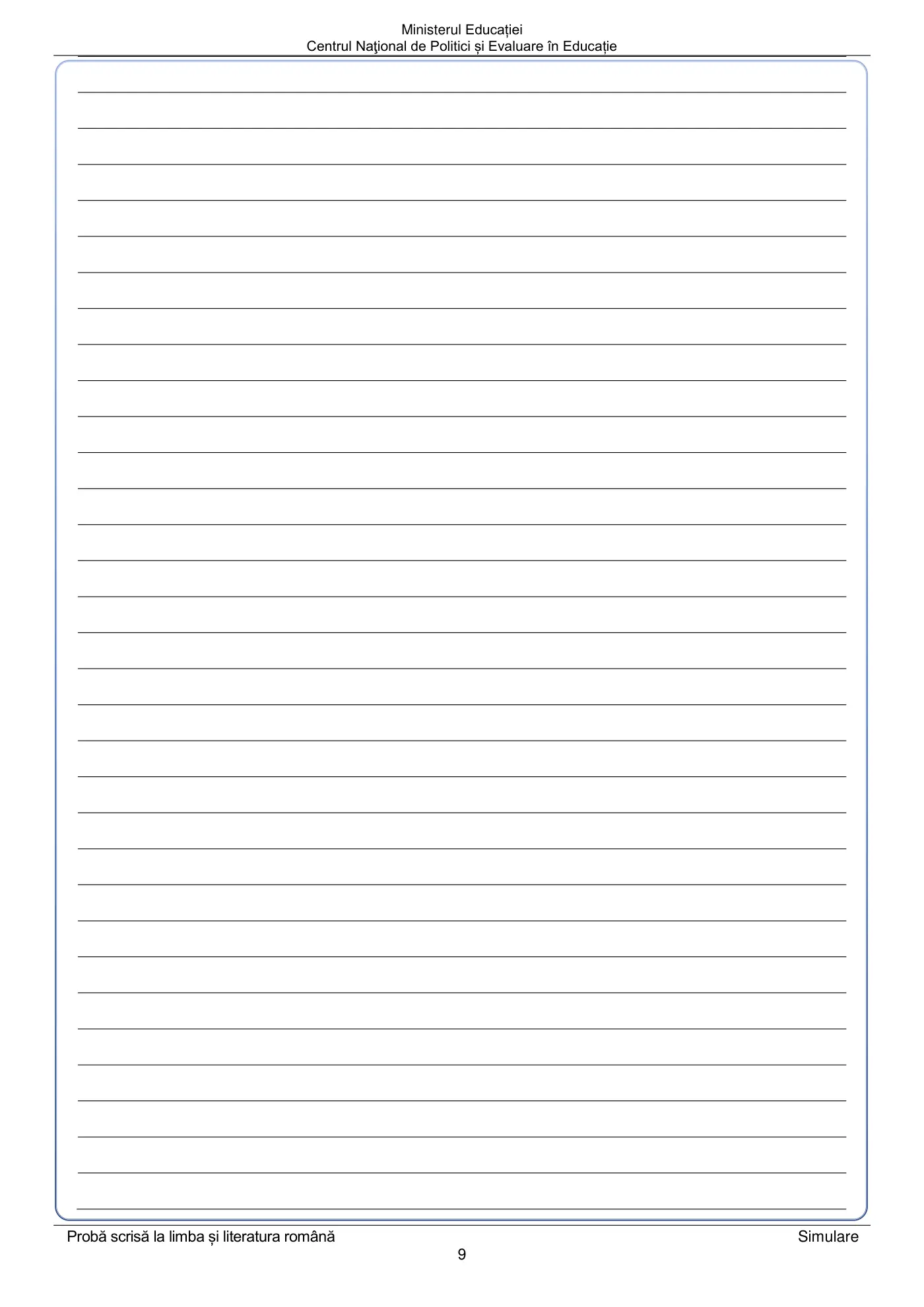 Pagina 9 din subiectul simulare națională, limba și literatura română, 4 aprilie 2022