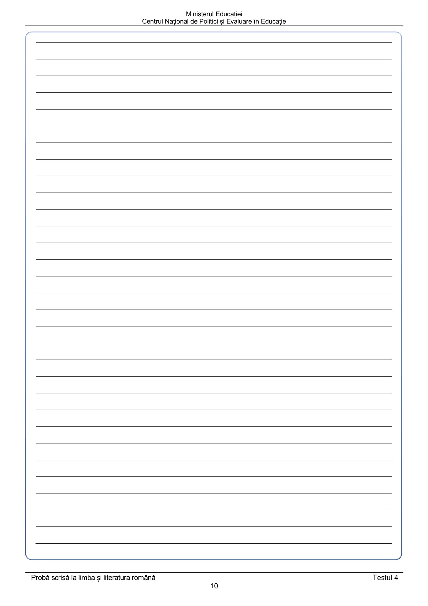 Pagina 10 din subiectul test de antrenament 4, limba și literatura română, mai 2022