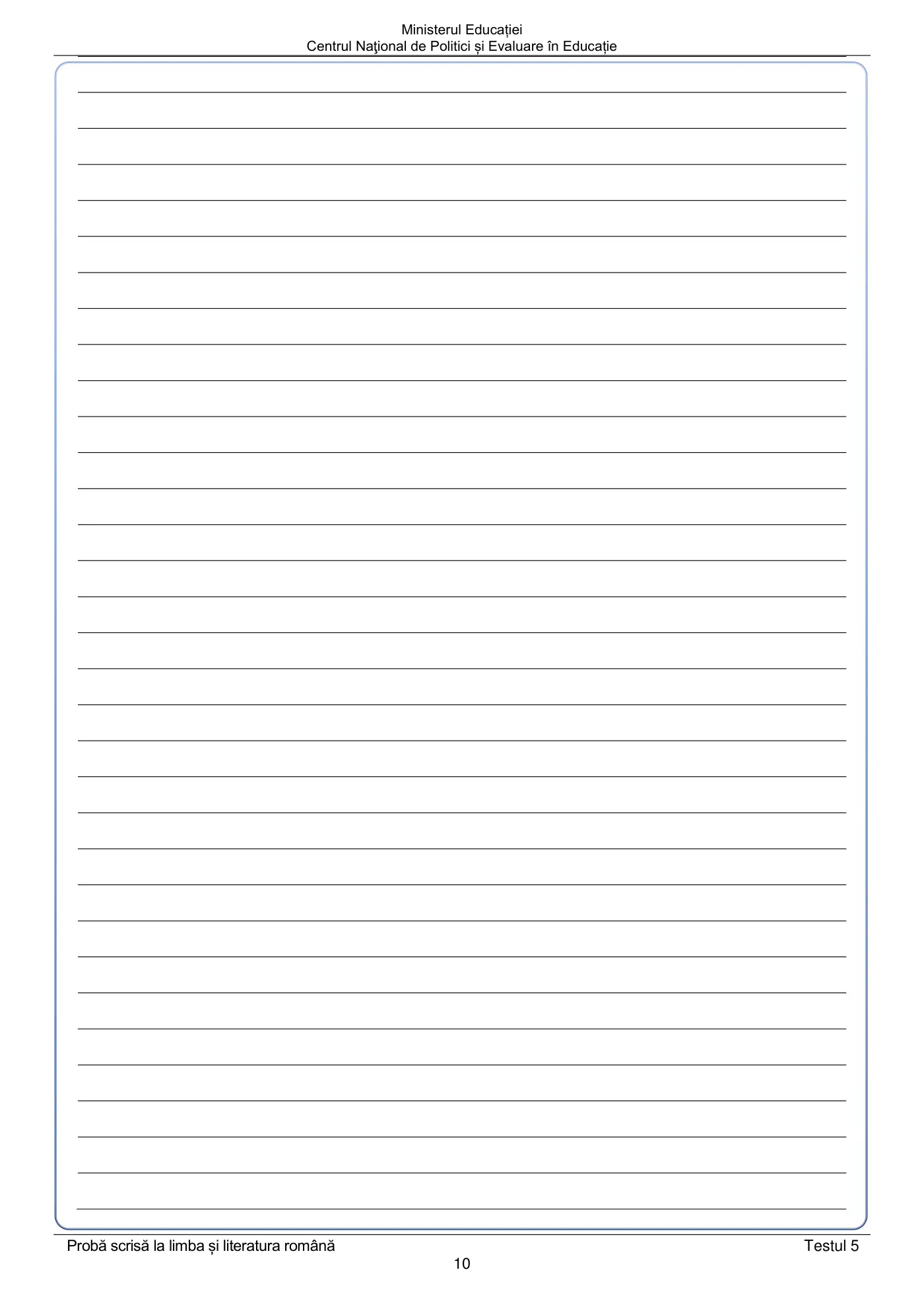 Pagina 10 din subiectul test de antrenament 5, limba și literatura română, mai 2022