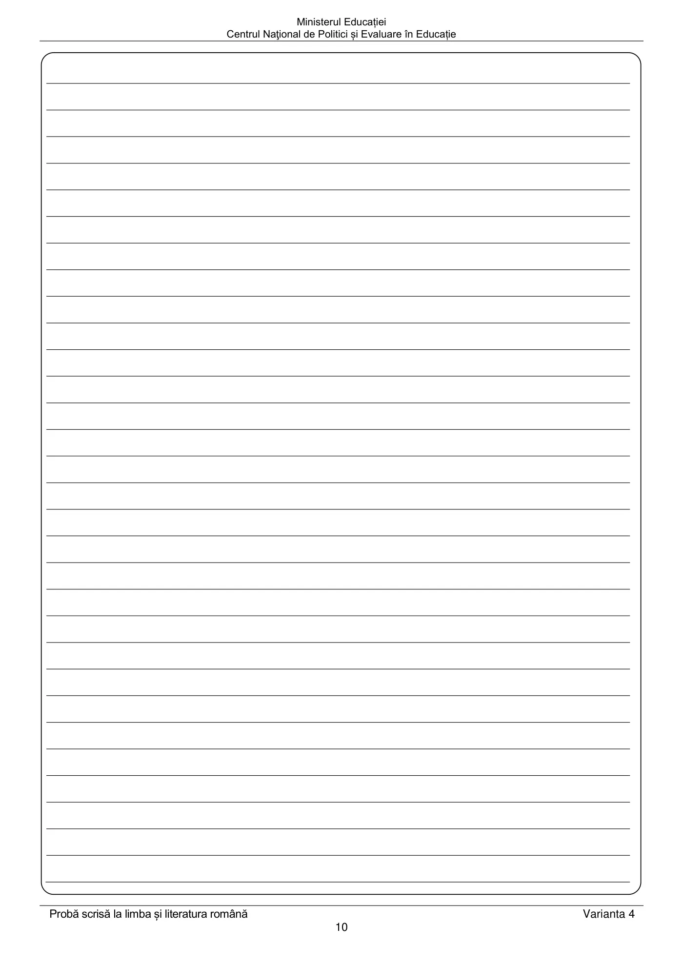 Pagina 10 din subiectul examen oficial (sesiunea iunie), limba și literatura română, 19 iunie 2023