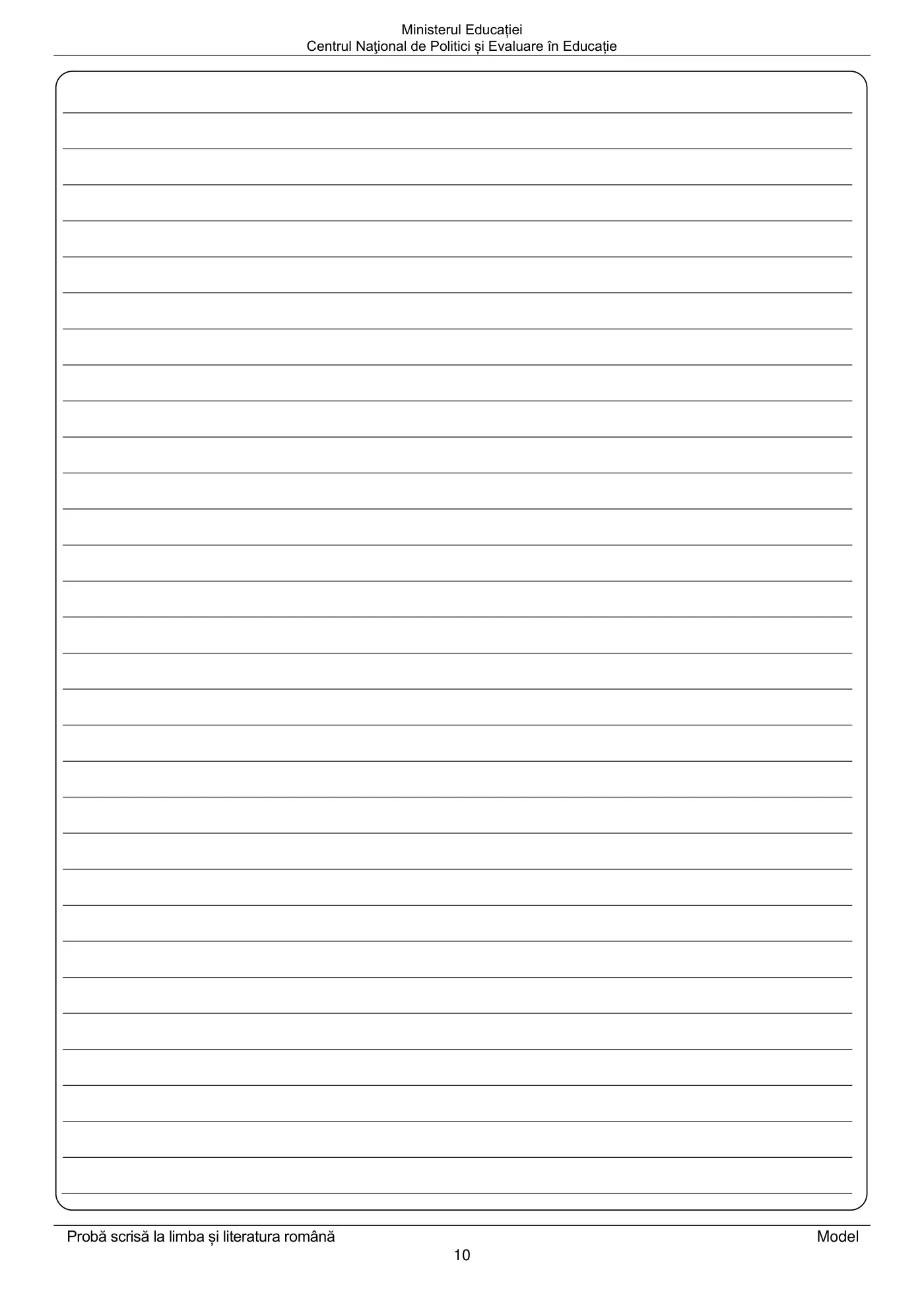 Pagina 10 din subiectul model oficial, limba și literatura română, noiembrie 2023
