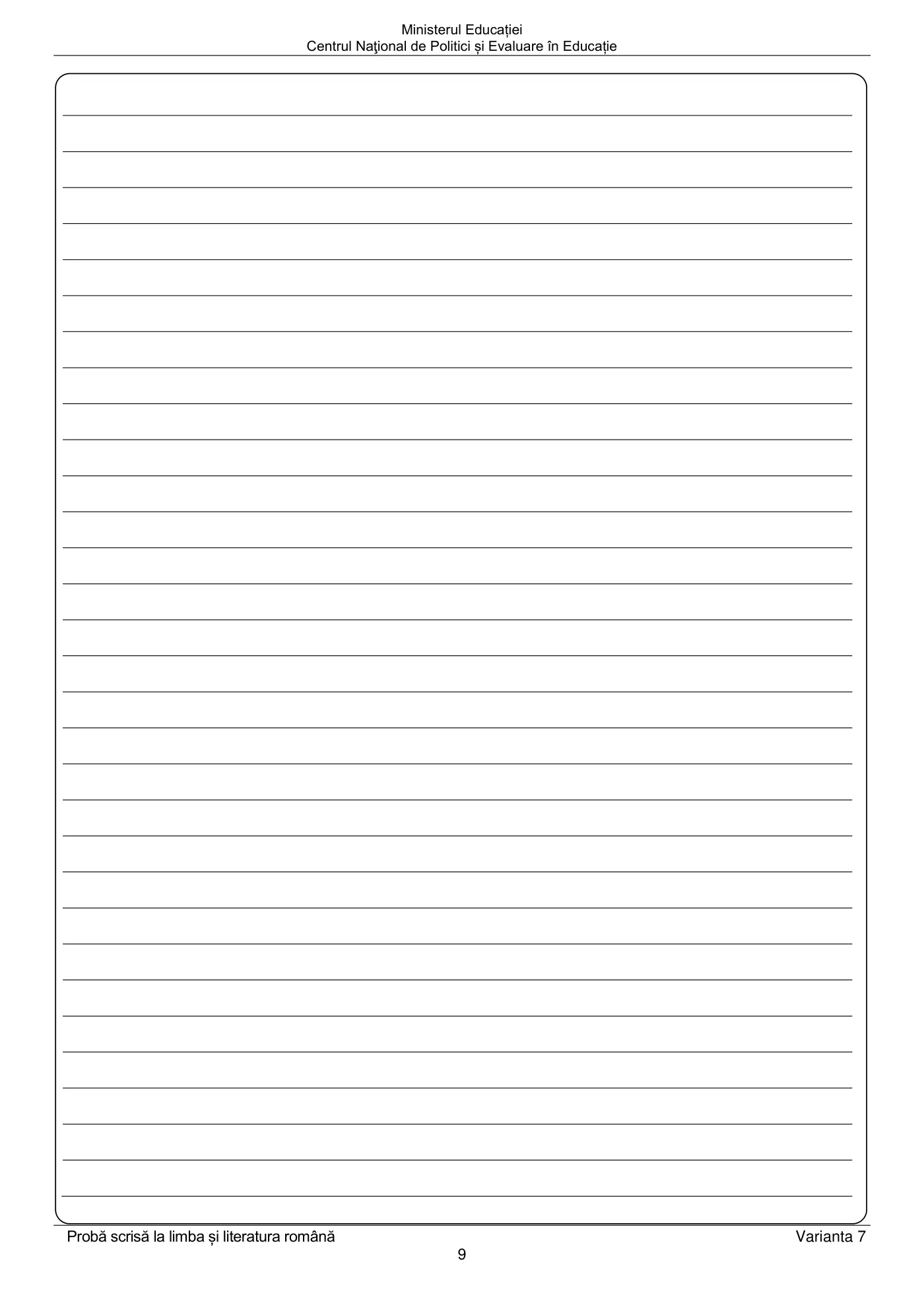 Pagina 9 din subiectul subiect de rezervă, limba și literatura română, 25 iunie 2024