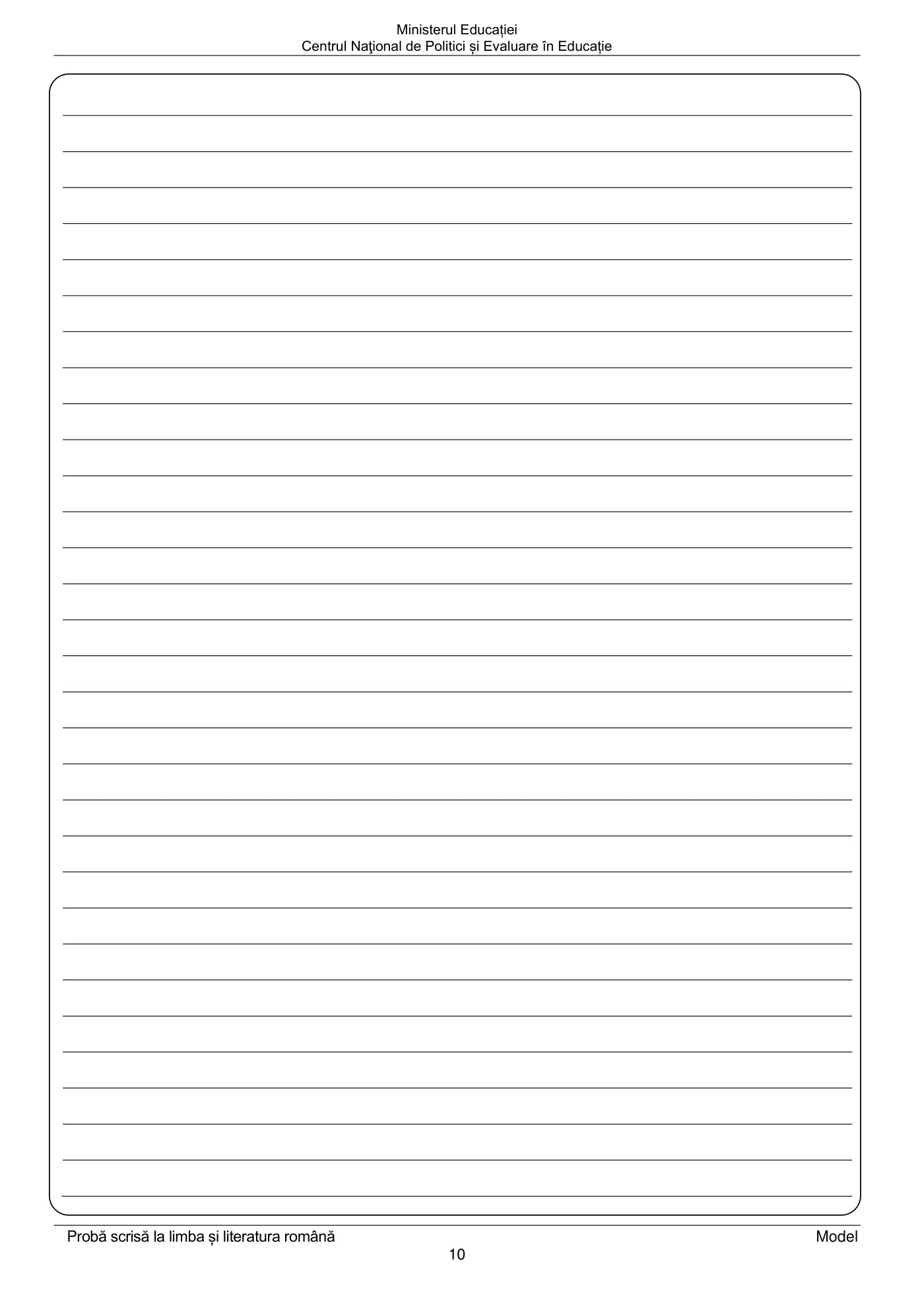 Pagina 10 din subiectul model oficial, limba și literatura română, noiembrie 2024