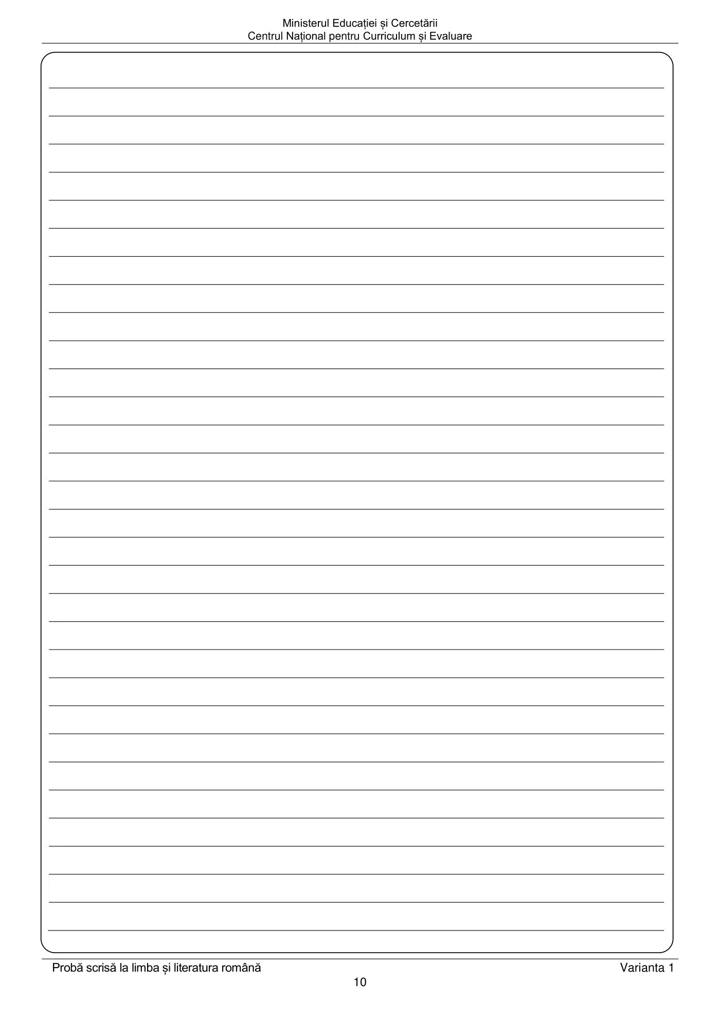 Pagina 10 din subiectul sesiunea specială, limba și literatura română, 2 iulie 2025